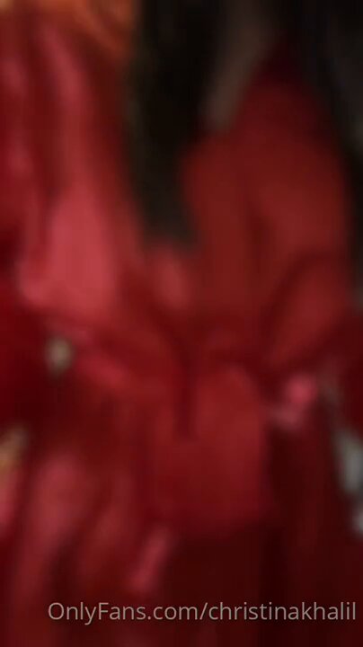 Sexy Bombshell Christina Khalili in Red and Green Bikini — Tempting Curvy Butt and Huge Breasts Show