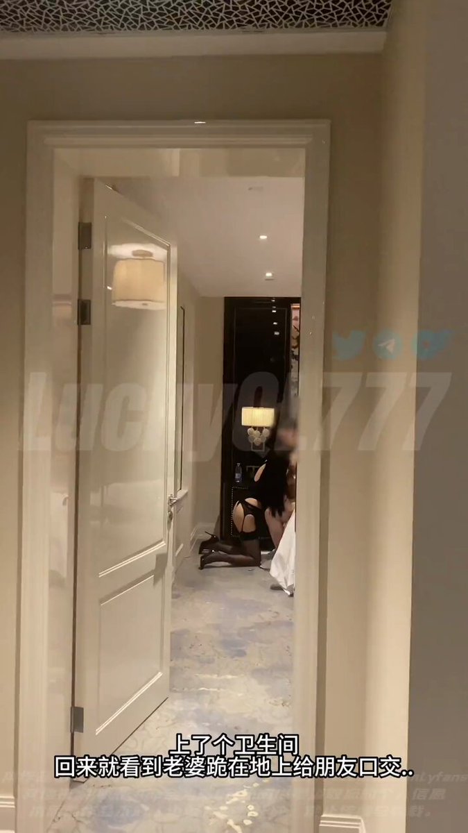 Hotel black-stocking beauty kneels to lick a big cock — ass-up pounding from behind, high heels shaking wildly