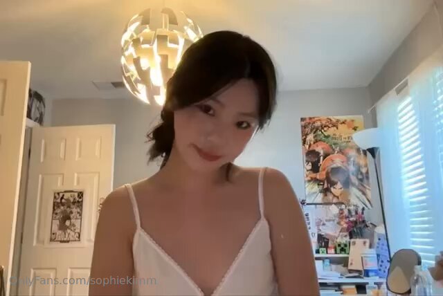 Sophie Kim Thin Camisole Revealing Breasts Live Stream — Big Boobs Jiggling, Self-Pleasuring Orgasm!