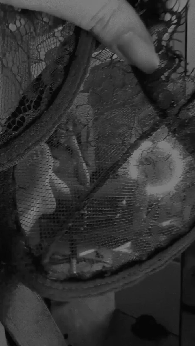 Tattooed Sexy Girl Teases Large Breasts in Lace Bra — Black & White Seduction, Self-Stimulation