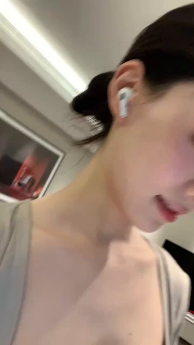 AirPods Beauty's Hotel Tease Selfie — Off-Shoulder Sheer Top Reveals Big Breasts