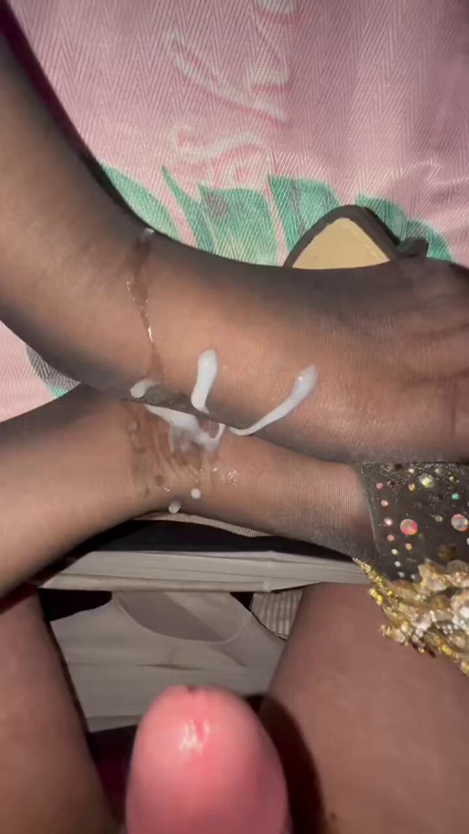 Black Stockings Footjob and Ejaculation! Semen Sprays All Over Stockinged Feet