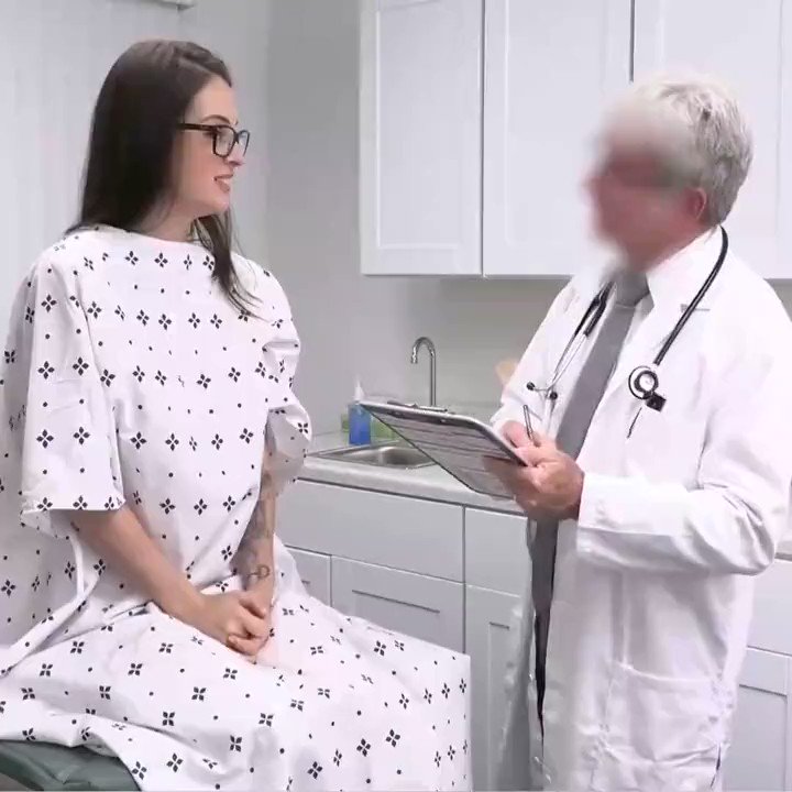 Glasses Beauty in Hospital Gown Gets Violently Fucked by Old Doctor, Climaxes and Squirts