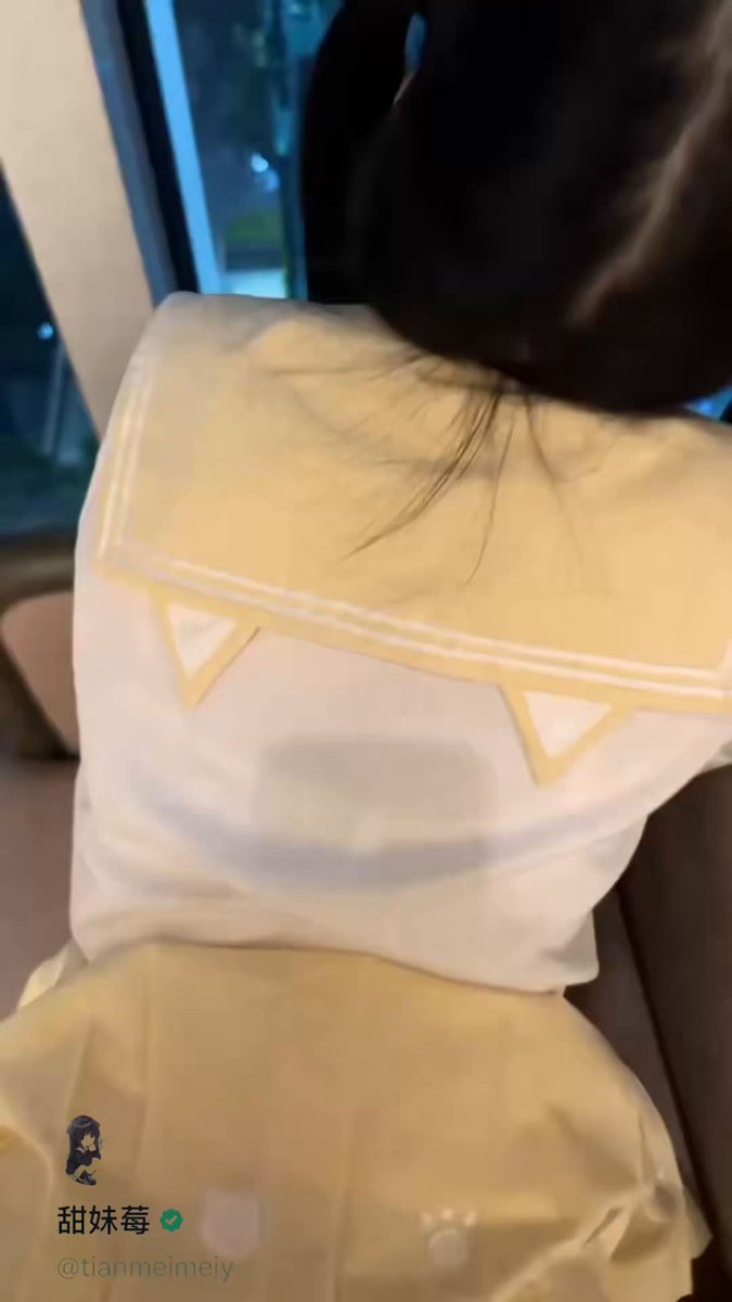 Sailor Uniform Girl's Perky Butt Sways Seductively, Revealing Pink Private Parts by the Hotel Window