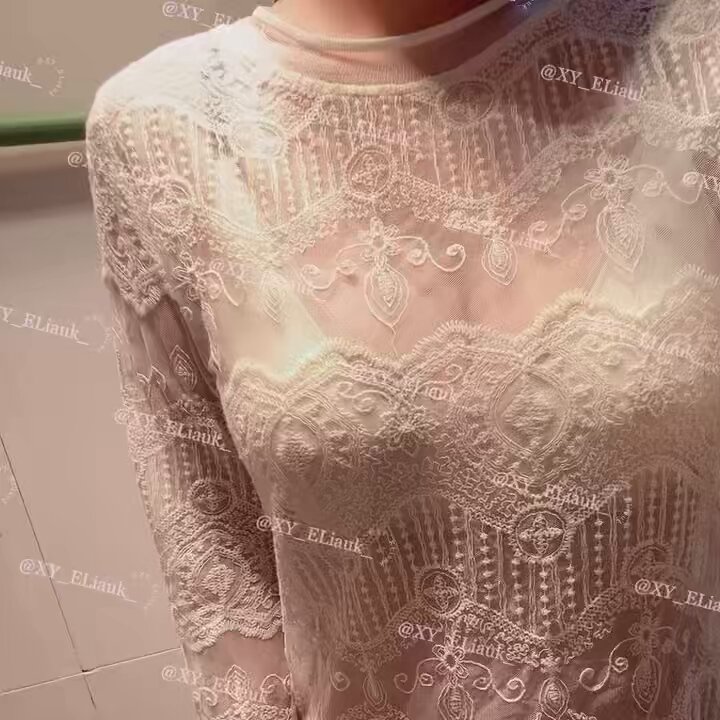 Sheer Lace Maxi Dress Temptation! Busty Beauty's Cleavage Peeking Through, Super Seductive