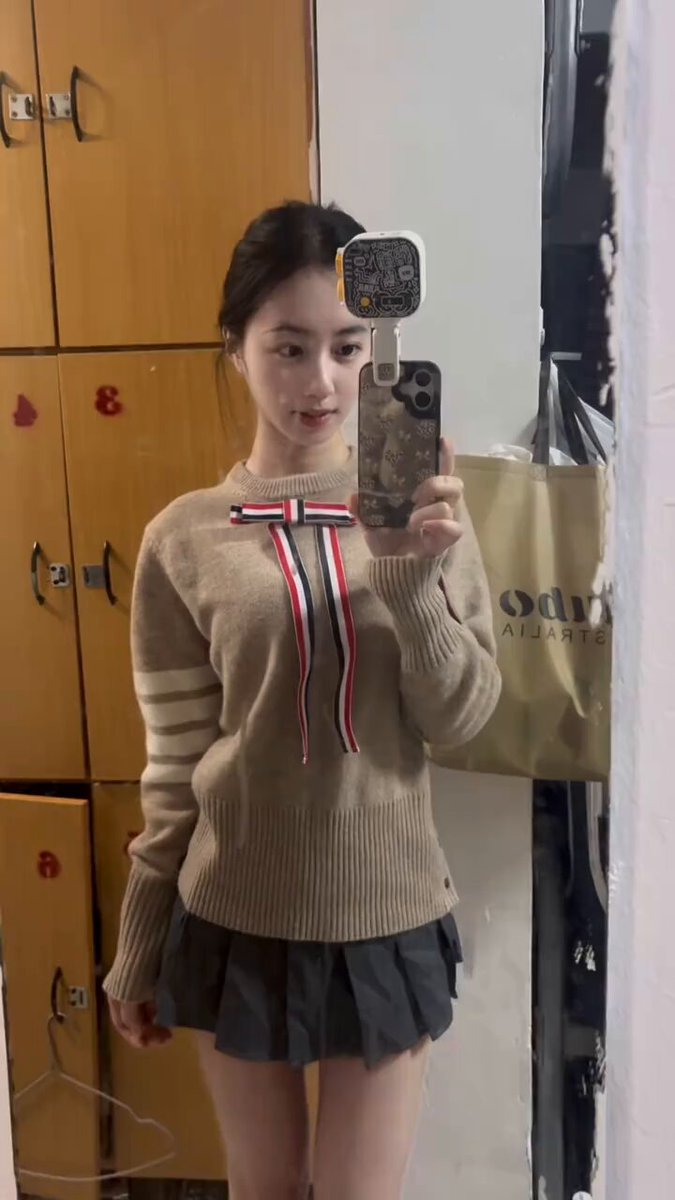 Gym JK Girl Selfie! Ultra-Short Skirt Tease with Upper-Thigh Glimpses