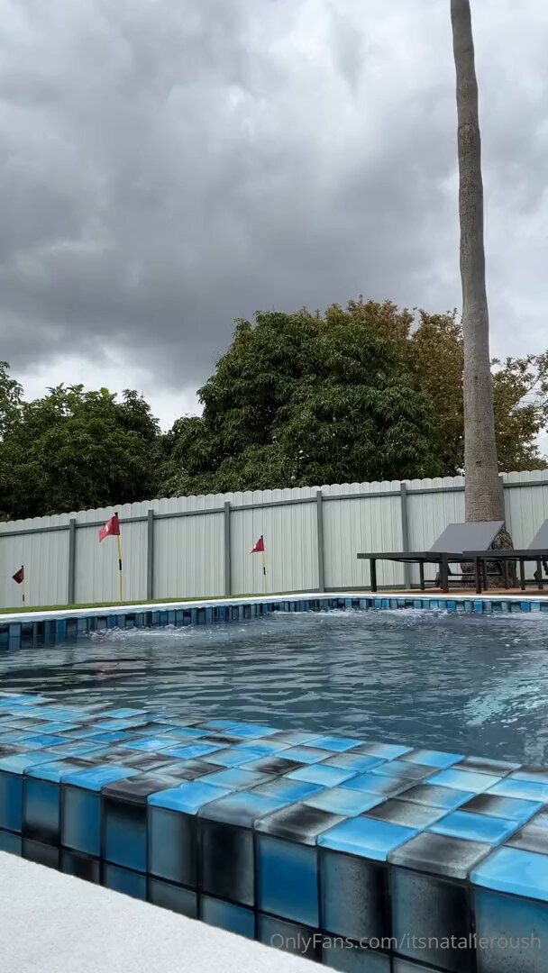 Poolside Wet Beauty in Transparent Black Sheer Dress Shakes Her Perky Butt