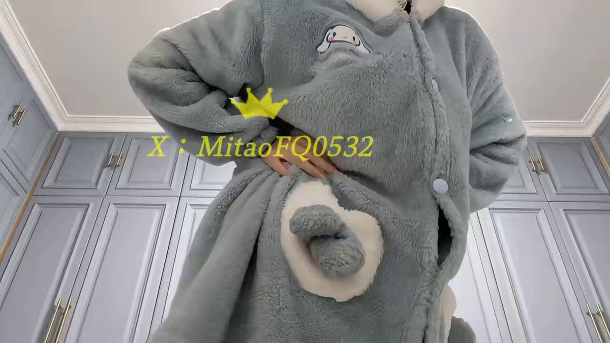 Mitao可愛いクマのパジャマ誘惑が紫ビキニに変身、爆乳ディープスロート＆顔射！