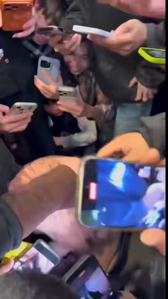Crowd Surrounds Busty Woman in Low-Cut Top — Close-Up Secret Phone Filming