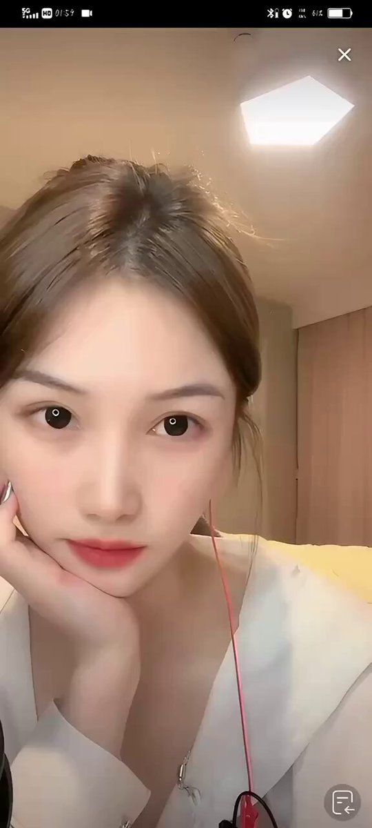 Innocent beauty in a white shirt with deep-V cleavage, busty tease — 123av.fun live self-touching big breasts