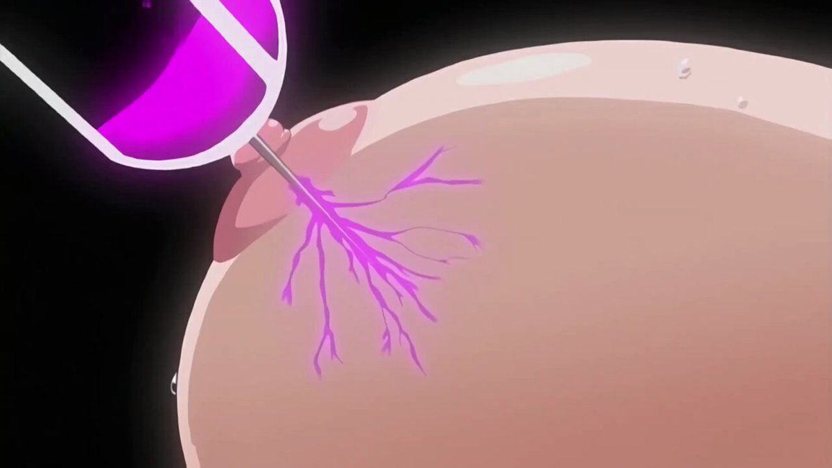 Busty Black-Haired Girl's Breasts Injected with Purple Fluid — Orgasmic Squirting! 123av.fun Exclusive Animated H Film