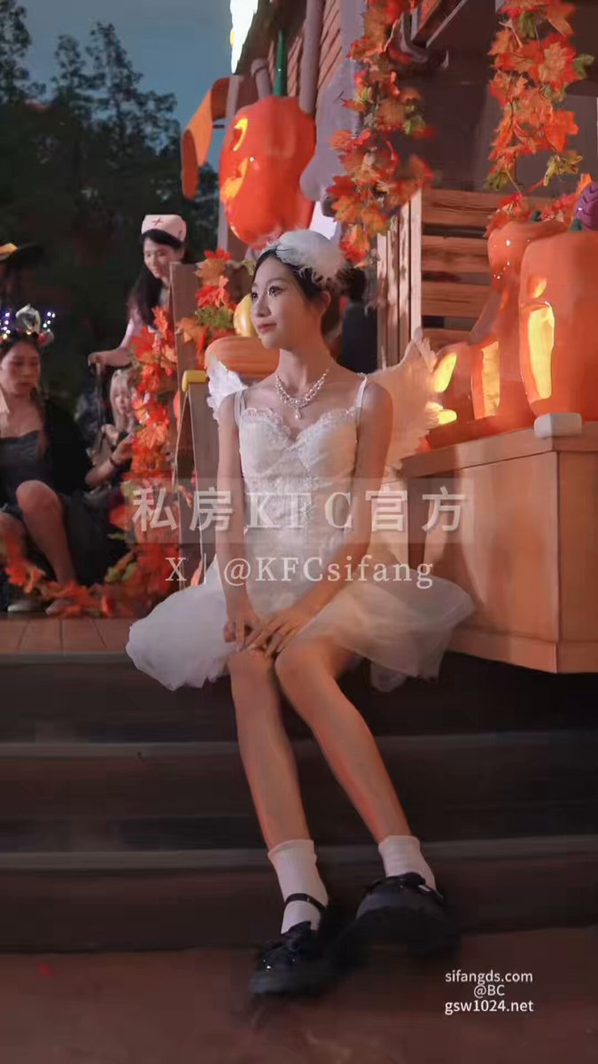 KFC Angel Girl Halloween Wardrobe Malfunction in Short White Veil Dress — Tender Pussy and Panties Fully Exposed