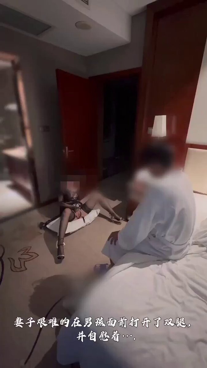 Hotel Bathrobe Man Toys with Woman in Black Stockings, Forces Her Legs Open to Expose Wet Pussy