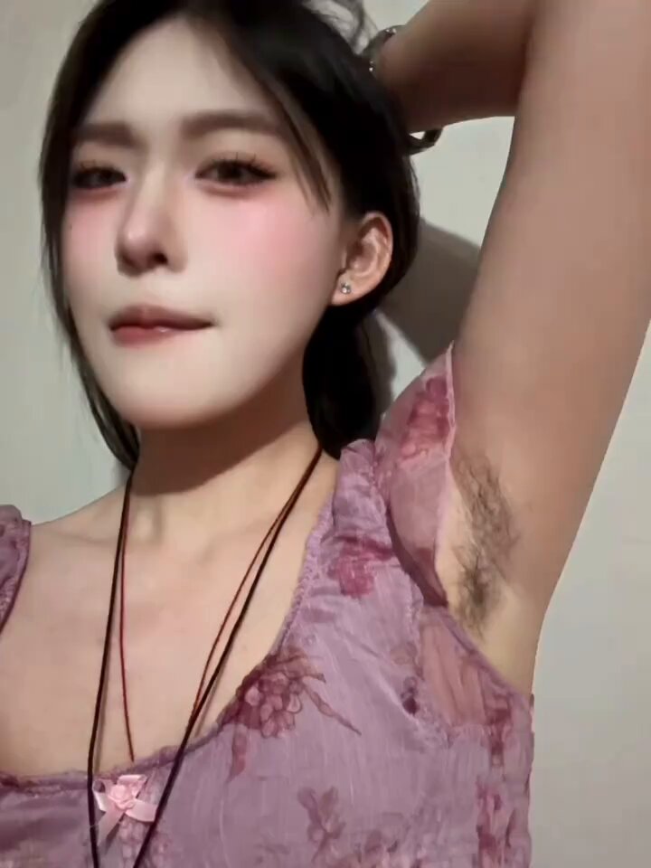 Thick Armpit-Haired Sexy Girl in Purple Sheer Outfit - Seductive Selfie