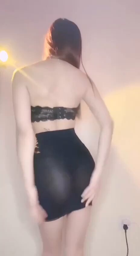 Sheer Black Stockings & See-Through Mini Skirt: Perky-Butt Beauty Wildly Grinding in Rear-Entry Seduction Dance — Butt Keeps Shaking