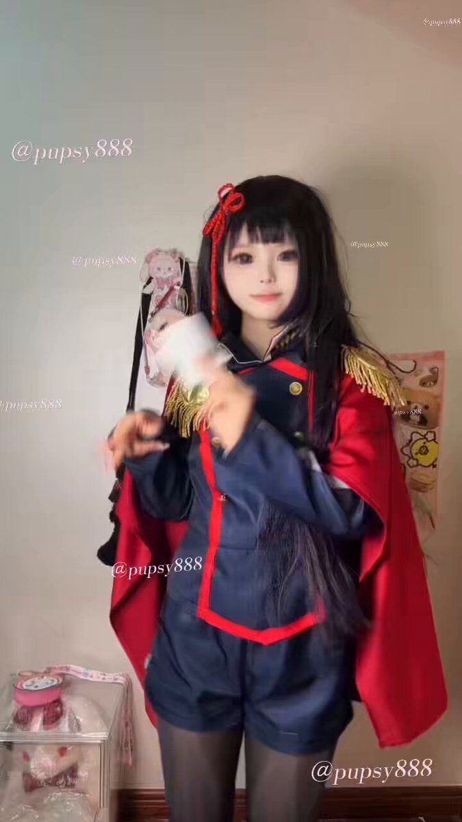 黒くてストレートの長髪艦娘コス、黒スト開きの誘惑！小穴がかすかに見えて超挑発的