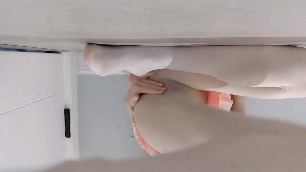 White-Stockinged Girl Handstands and Masturbates — Green Vibrator Thrusts, Squirting Orgasm!