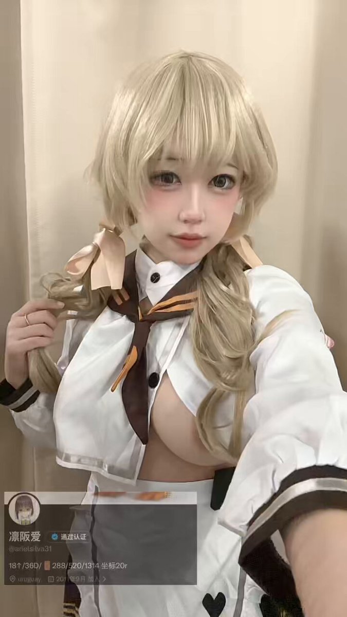 Blonde Twin-Tail JK Girl Opens Her Uniform, Busty Tease!