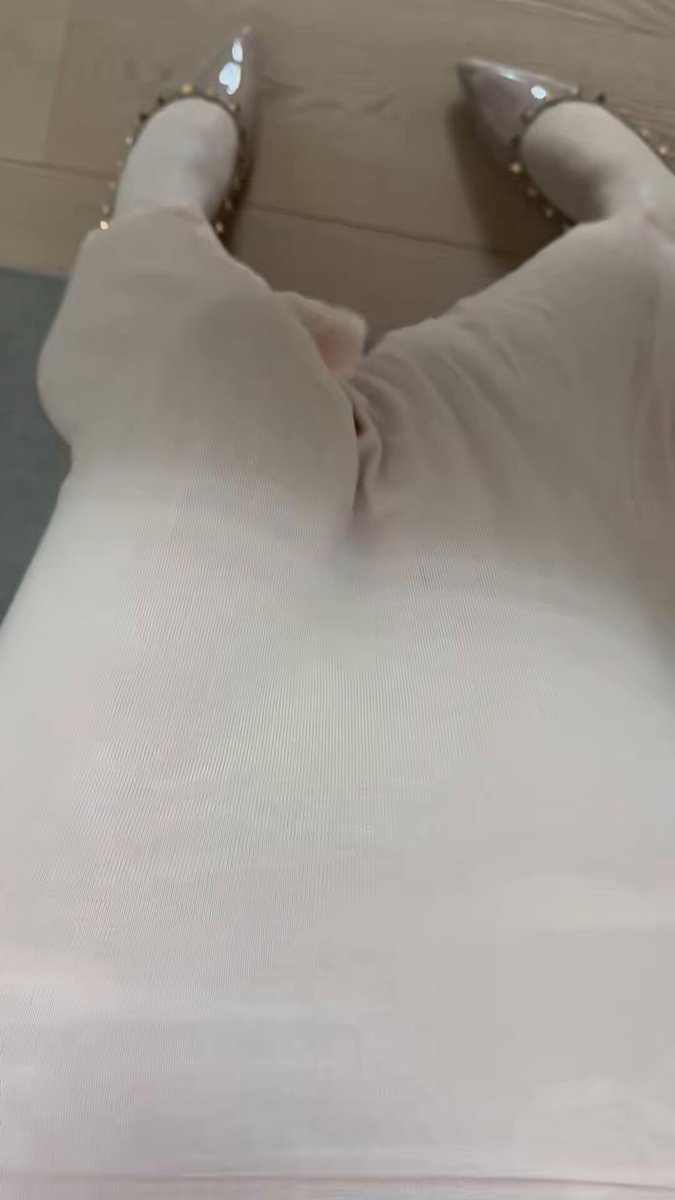 Stockings & High Heels Perky Butt Temptation! White Pants Clinging to a Plump Vulva — POV Close-up