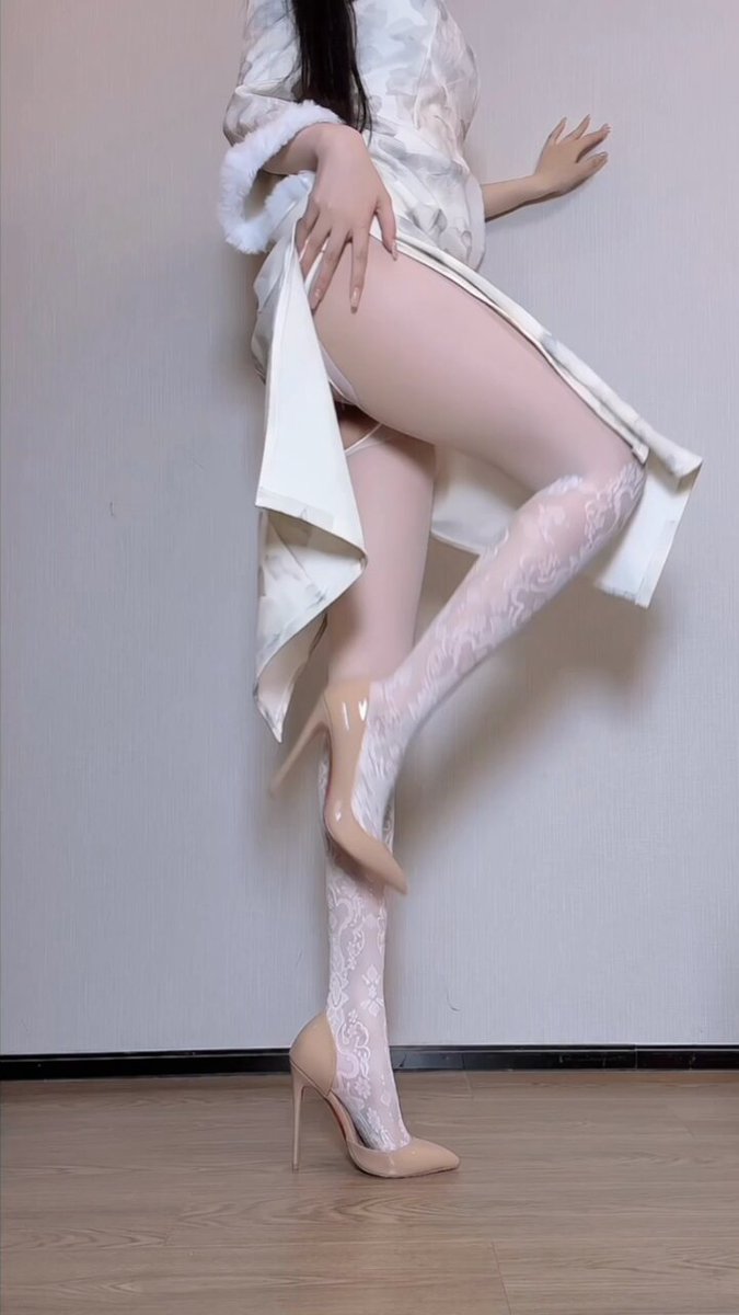 White Stockings, Beautiful Legs & Perky Butt — Slutty Pussy Riding a Dildo in High Heels Temptation