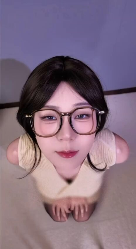 Glasses Girl Kneeling with Perky Butt Temptation — Self-Pleasuring Her Wet Pussy