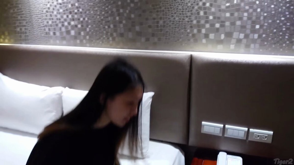 Hotel Bed Beauty Masturbates and Undresses — Purple Lingerie Teases Big Boobs and Perky Ass!