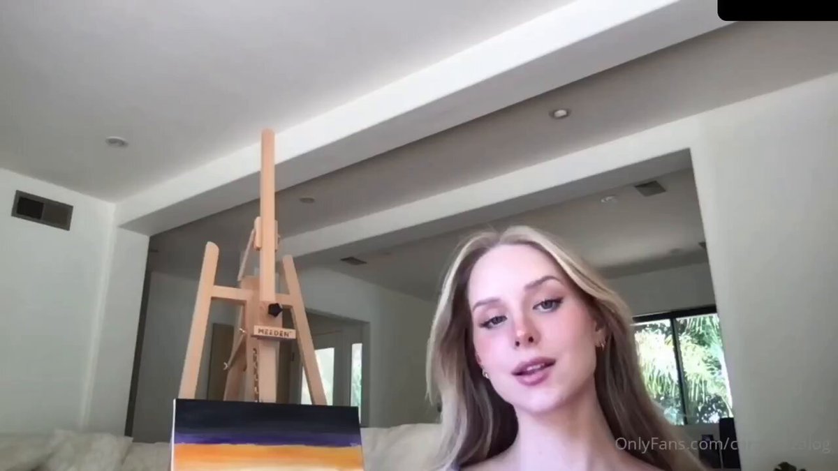 Blonde Bombshell Studio Masturbation Show! Blue Lace See-Through Lingerie, Squeezing Her Breasts to Orgasm