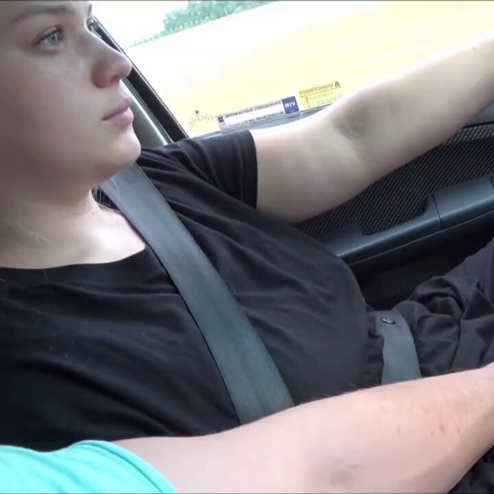 Car Sex: Hot Girl Drives Showing Big Breasts and Perky Butt, Wild Outdoor Fuck