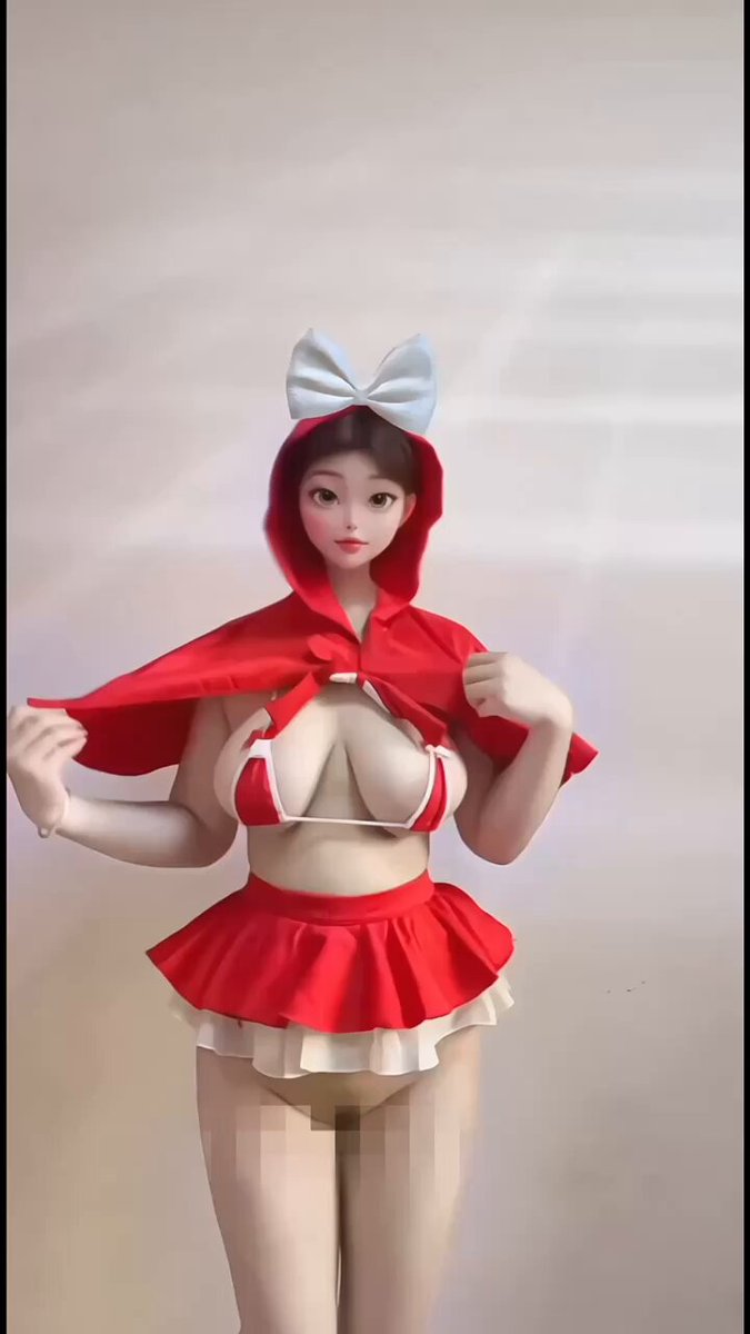 Busty Little Red Riding Hood's Tempting Dance — Boobs Swaying, Super Seductive!
