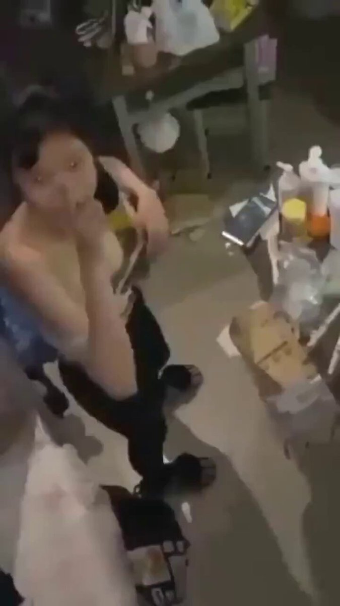 Topless hottie caught in supermarket hidden-camera! Bare breasts playing with phone showing seductive body