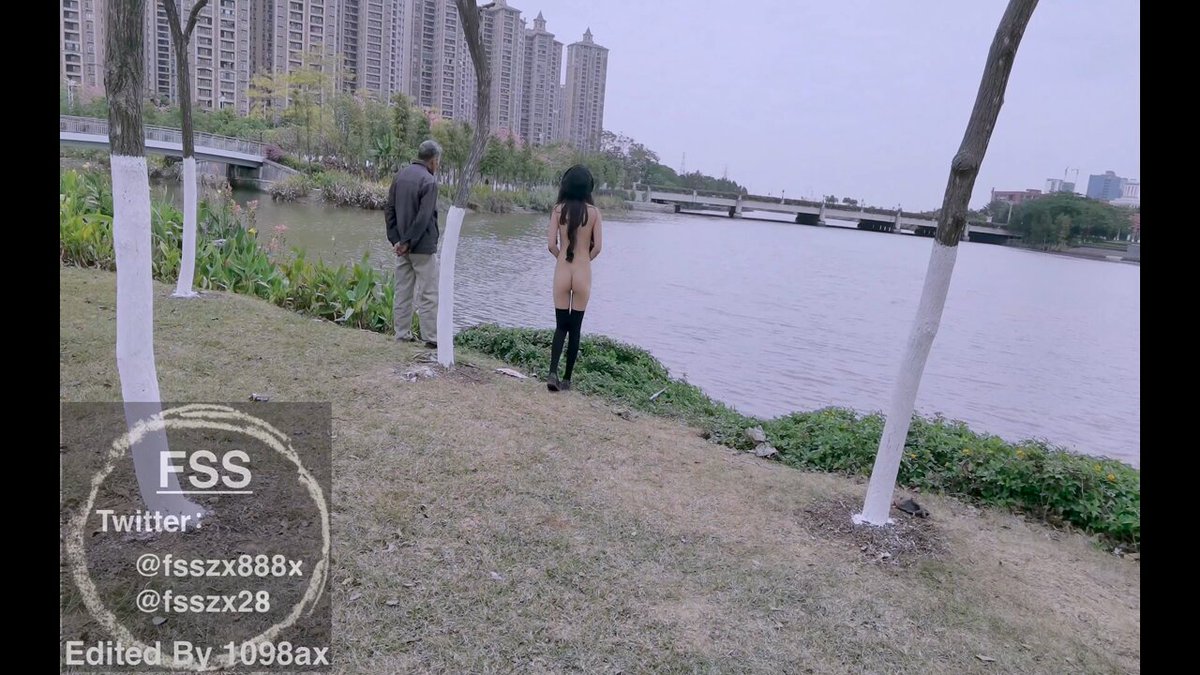 Naked Long-Legged Beauty by the River! Black Stockings, Perky Butt, Completely Naked Tempts Old Man to Masturbate Frenziedly