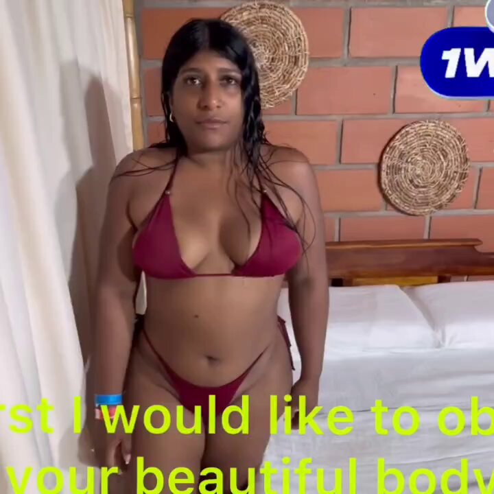 Brazilian black-stocking hottie in wet bikini seduces and deep-throats a big cock