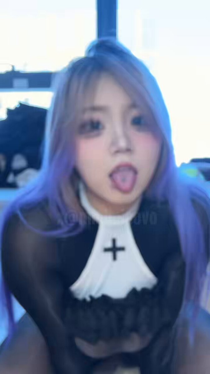 Purple-Haired Nun Babe Sticks Out Tongue and Exposes Breasts to Tease, Busty Black-Stockings Show - 123av.fun