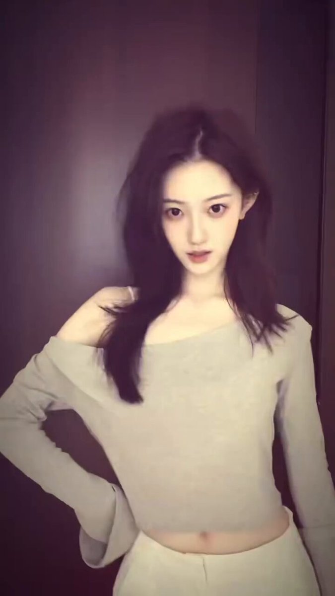 Innocent Beauty in Off-Shoulder Top Reveals Cleavage — Seductive Hip Sway Shows Sexy Figure