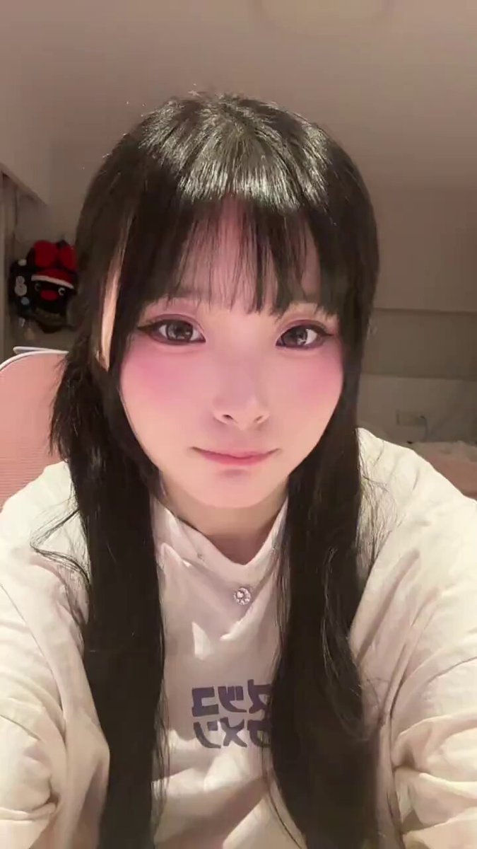 Cute Long Black Straight-Haired Girl's Tempting Selfie! Bangs Beauty Winks and Flirts Seductively