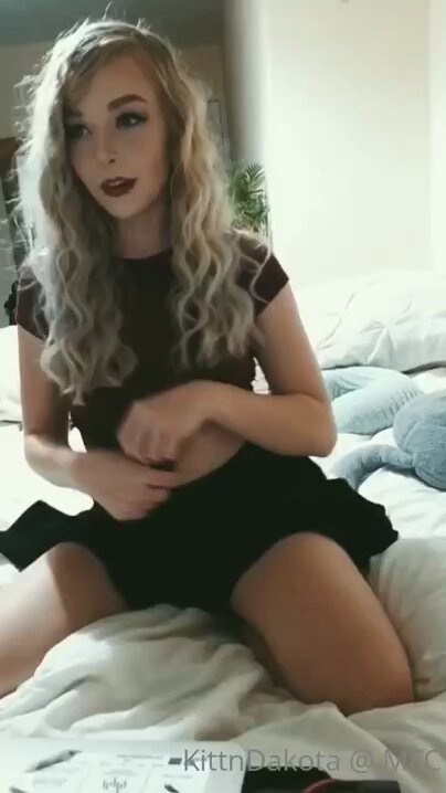 Kitten Dakota Bed Tease with Bare Breasts — Huge Boobs Shaking, Super Seductive!