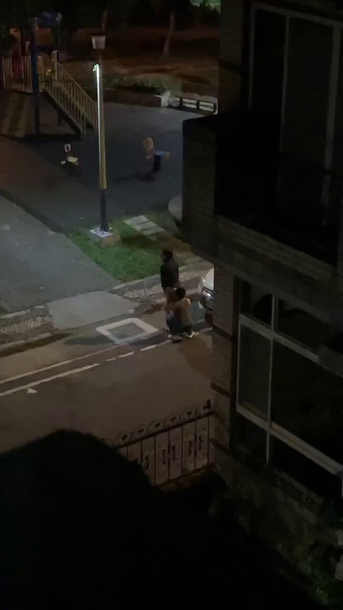 Nighttime Street Passion! Man Pounds from Behind as Woman Raises Her Hips Outdoors