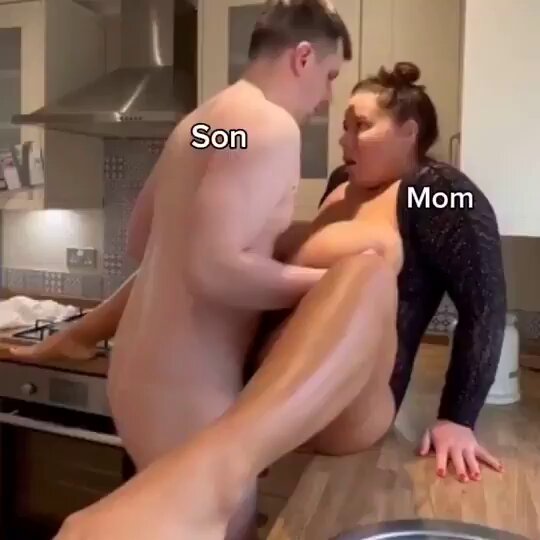 Son Wildly Fucks His Curvy Mom with Huge Boobs in the Kitchen