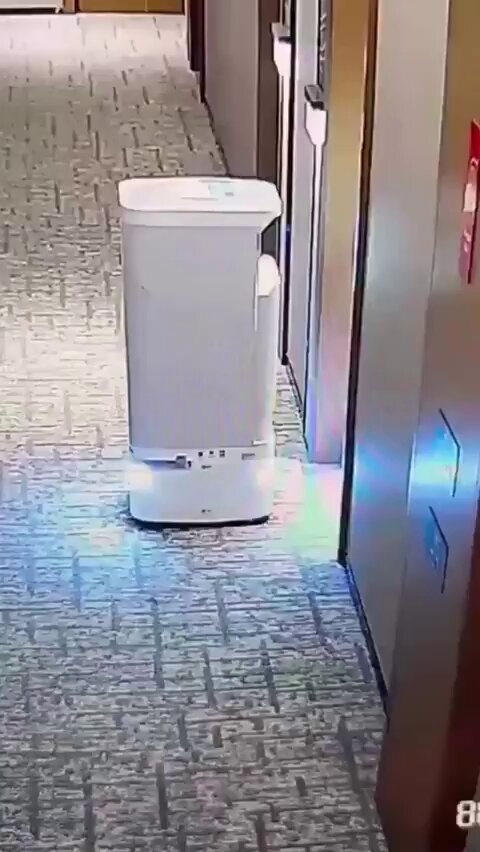 Mysterious Delivery Robot in Hotel Corridor! Late-Night Woman in Black Stockings Appears for Wild Seduction