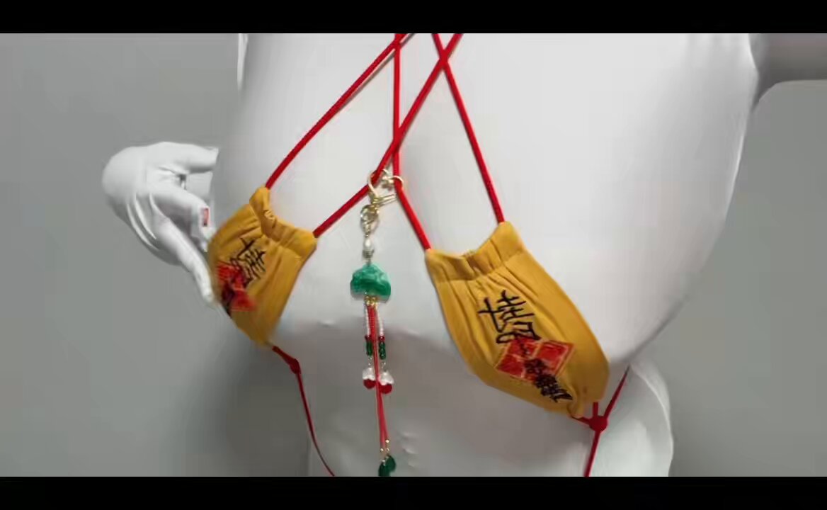 Busty Goddess in Mask, Bra and Red Rope Bondage, Lewdly Swaying and Begging to Be Fucked!