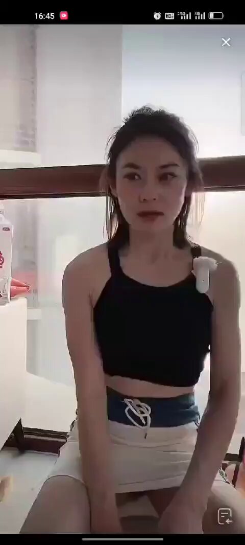 Sexy Beauty in Short Skirt, Seductive Seated Pose — Thighs Exposed, Masturbating to Orgasm