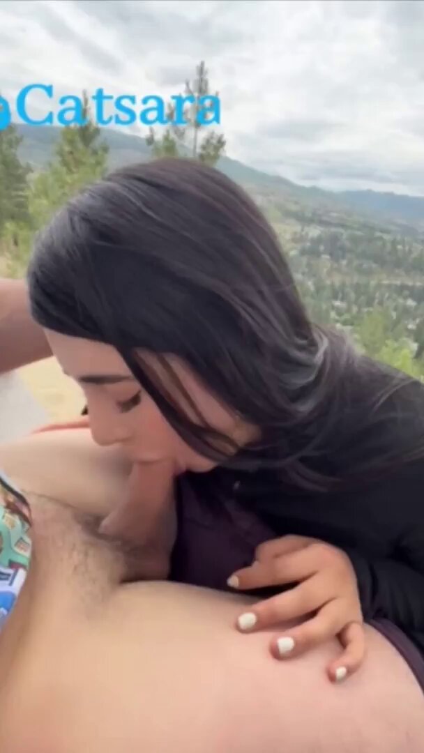 Mountaintop Outdoor Kissing and Dick‑Licking! Black‑Haired Beauty Wildly Sucks a Big Cock to Multiple Orgasms