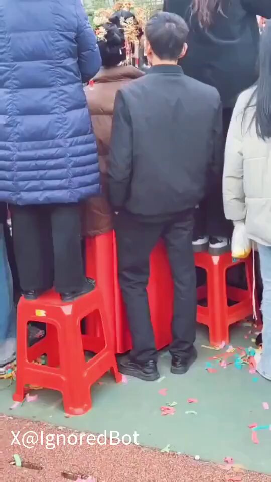 Wedding Scene: Stepping on a Stool, Shaking Her Perky Butt! Upskirt Lewd Exposure