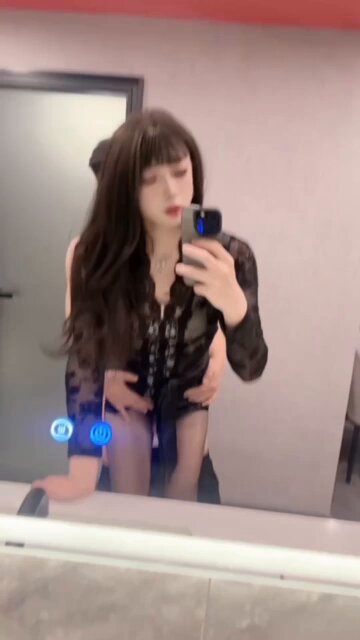 Black-Stocking Beauty Selfies at the Mirror, Then Gets Wildly Fucked from Behind! Hotel Bed — Perky Butt Riding in High Heels