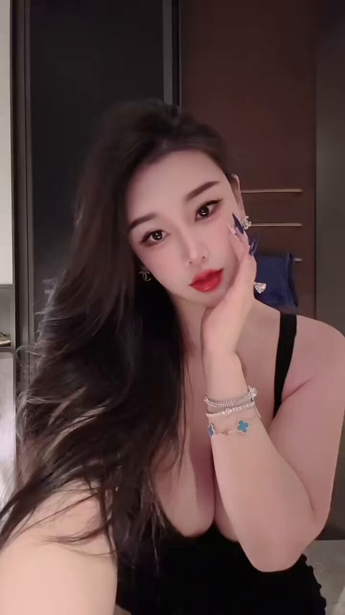 Black-Stockings Beauty in a Deep V — Busty Tease and Self-Touching, Hypnotic Eyes and Jigging Big Breasts!