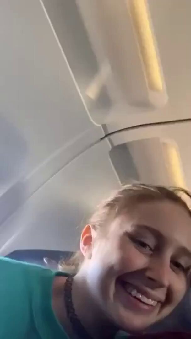 Bold intimate encounter on a plane! Blonde woman teases into repeated climaxes