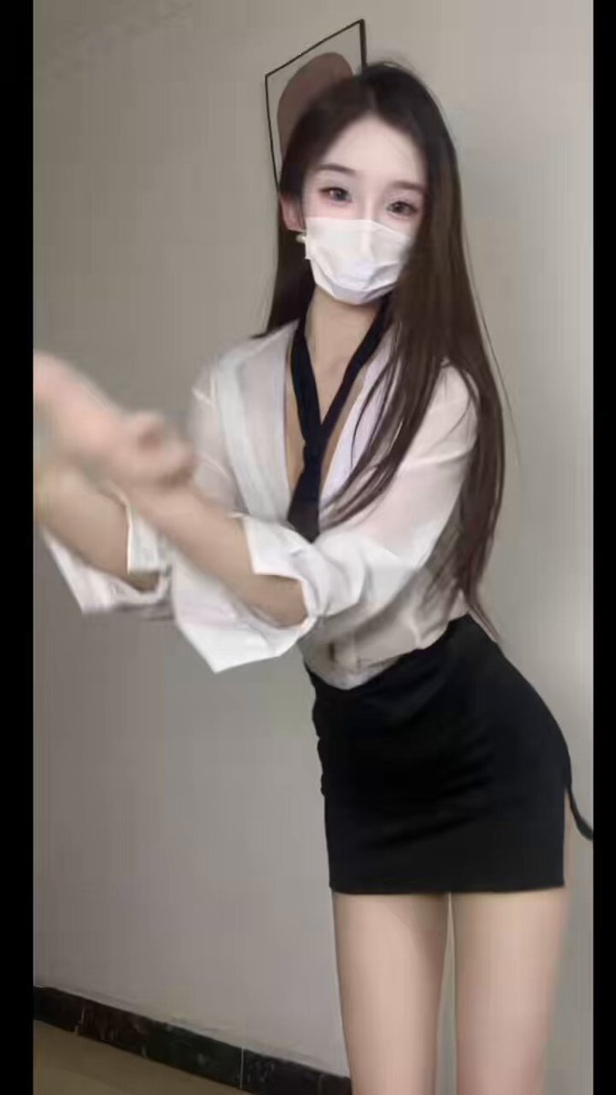 Masked OL Beauty — Open White Shirt Exposes Breasts, Black-Stocking Short Skirt Wardrobe-Malfunction Tease Dance