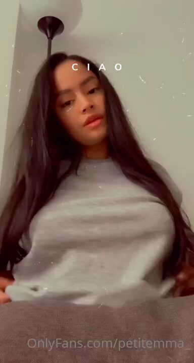 Long-haired beauty opens her clothes to reveal huge breasts! Perky nipples tempt her to self-touch