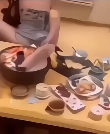 Long-haired beauty with a perky butt straddles a basin for wild masturbation at the dining table