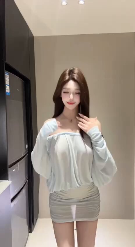 Kitchen Temptation! Foxy Seductress in See-Through Sheer and Micro Skirt Exposes Her Honey Hole